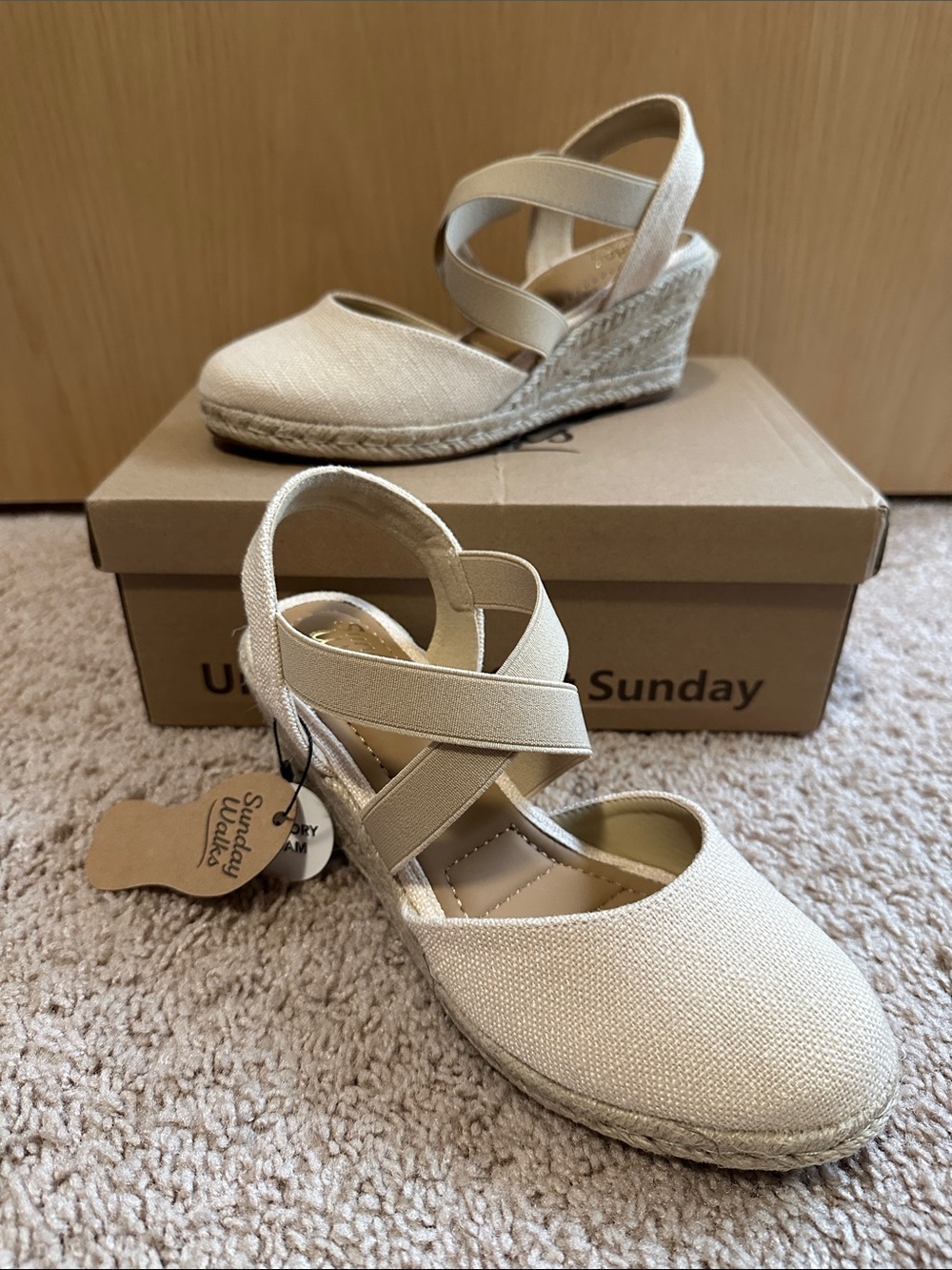 Sunday Walks Wedge Espadrille Cross-Strap Sandals